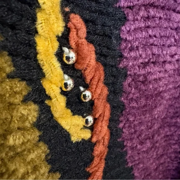 VTG 1990s Jaclyn Smith Petite Medium Womens PM Cardigan Sweater Beaded Abstract - Picture 5 of 6